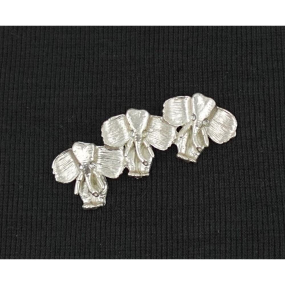 Elephant Brooch Silver-Tone Rhinestone Eye‎ Novelty Pin - Picture 2 of 12